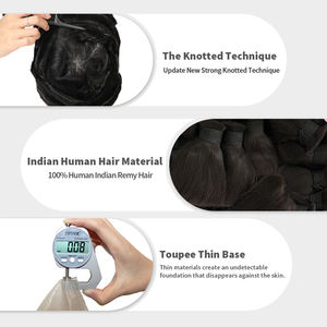 Prostesis Rambut Manusia India 100% Dengan Alas Kulit Injeksi Kulit 0810Pu Rambut India Harga Terjangkau Toupee Rambut Manusia - Product Image 5