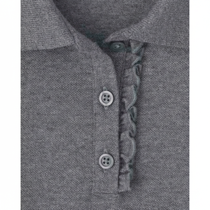 เครื่องแบบนักเรียนโปโลยืดได้สำหรับเด็กผู้หญิง2แพ็คสีเทาเครื่องแบบเด็กผู้หญิงเครื่องแบบมีระบาย - Product Image 1