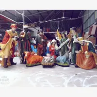 卸売カスタム家の装飾ポリレジンカトリック宗教聖家族像クリスマスベビーベッドキリスト降誕セット