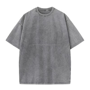 Personalizado 230gsm 100% algodón para hombre Camiseta lavada Vintage desgastado pesado tejido de punto de gran tamaño personalizable - Product Image 3