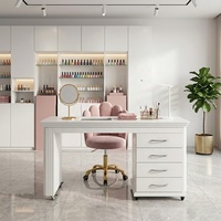Table de manucure moderne avec collecteur de poussière et rangement pour salon de manucure