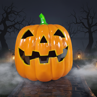 Décoration d'Halloween : Sculpture de maison citrouille en résine personnalisée, Statue en fibre de verre, Arche géante citrouille d'extérieur, Grande décoration citrouille squelette d'extérieur