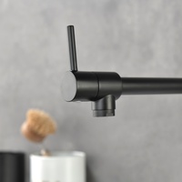 Robinet de remplissage de casseroles noir mat mural pliable à double articulation avec bras pivotant pour cuisinière de cuisine, mitigeur monocommande