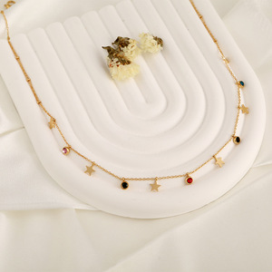 Collar de Clavícula de Acero Inoxidable Chapado en Oro con Estrella de Circonio para Mujer, Joyería de Moda de Lujo para Regalo de Cumpleaños - Product Image 5