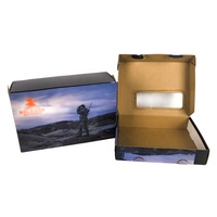 Boîte d'expédition e-commerce colorée et durable avec logo personnalisé OEM, vente en gros, pour vêtements et chaussures, en carton avec fenêtre PVC