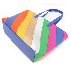 Bolso de Mano y Hombro Personalizado de Gran Capacidad, en Cuero Sintético PU, con Rayas Coloridas y Duradero - Product Image 4