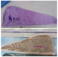 Serviette de cheveux en microfibre corail éponge tricotée pour séchage rapide, bandeau de douche et spa, turban en velours personnalisé pour femme