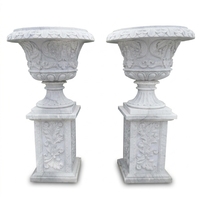 Urne en marbre blanc, pot de fleurs, sculpture, décoration extérieure pour parc et aménagement paysager