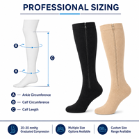 Calcetines de compresión con cremallera de 20-30 mmHg, hasta la rodilla, con punta cerrada, compresión graduada, para mujeres y hombres, OEM, marca privada