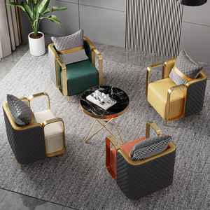Poltrona di Lusso in Metallo Dorato Stile Nordico Moderno, Set di <span class=keywords><strong>Sedie</strong></span> in Pelle, Poltrona Wing, Arredamento per <span class=keywords><strong>Soggiorno</strong></span>, Divano, <span class=keywords><strong>Sedie</strong></span> Lounge - Product Image 6