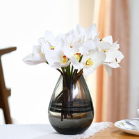 Bouquet de fleurs artificielles en latex réaliste de haute qualité, 6 têtes, orchidée Cymbidium rose, pour la fête des mères, mariage, remise de diplôme