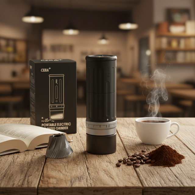 2026 CERA+ CGE03 Electric Coffee Grinder Stainless Steel Burr Blade Aluminum Housing USB 22g Capacity Portable for Car/Outdoor