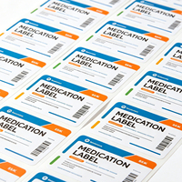 Étiquettes de médicaments personnalisées en laminate bleu orange, écologiques, imperméables, en rouleau, autocollantes, professionnelles, pour usage médical