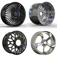 Jantes forgées Mforged 22 24 26 28 30 pouces, à déport profond, avec lèvre chromée et face en maille dorée, concaves personnalisées pour pick-up et SUV, modèles M3