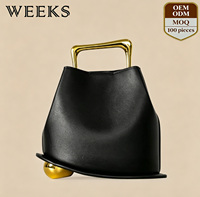 Sac seau ZP5995 élégant et luxueux en métal, portable, irrégulier, petit, décontracté, en polyester, avec fermeture éclair, en cuir véritable, résistant à l'eau