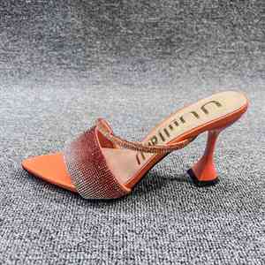 Sandalias de Tacón con Pedrería y Punta Abierta, Estilo Coreano, Primavera/Verano 2024, para Mujer - Product Image 2