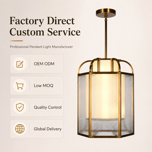 Modern Brass Ribbed Glass Pendant <b>Light</b> Luxury Lantern Chandelier for <b>Dining</b> Room lamp Hotel OEM ODM Custom Factory - Product Image 5