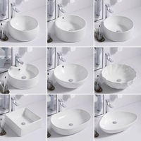 Lavabo simple en céramique au design moderne, à poser sur comptoir, pour salle de bain d'hôtel ou balcon, avec personnalisation du logo