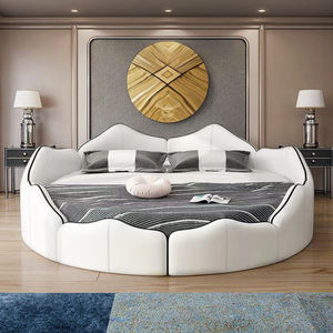 Cadre de <span class=keywords><strong>lit</strong></span> rond design créatif bon marché King Size <span class=keywords><strong>Lit</strong></span> rond en cuir souple moderne de luxe pour reine Mobilier de chambre Hôtel pour adultes - Product Image 1