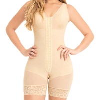 Body sculptant intégral pour femme post-chirurgie et post-partum, avec crochets frontaux, effet amincissant ventre et lifting fessier, en dentelle, anti-roulement des jambes