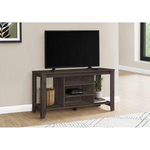 HMS 48 \ "marrone aperto scaffalature TV Stand di lusso moderno in legno e vetro Console elettrica per soggiorno o uso domestico - Product Image 4