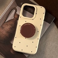 Coque de téléphone portable antichoc avec anneau de support, motif à pois style Ins, design peint, compatible avec iPhone 16/15 Pro Max/13