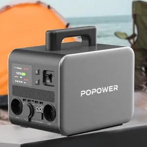 POPOWER Power Station Portable Solar Charging Station 750W Home Camping Traveling Emergency LiFePO4 Battery Outdoor Generator
