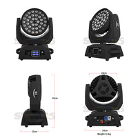 Shehds Bühnenbeleuchtungsanlage Professionelles 36x18W RGBWA UV LED Zoom Moving Head Wash Light