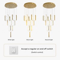 Lustre en cristal de luxe certifié SAA, escalier, 3 couleurs changeantes, blanc chaud LED pour l'Australie