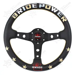 Custom Steering wheel 330MM Leather Deep Corn Steering Wheel Car Racing Performance Tuning Sports Steering Wheel For Bride Power