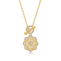 Collier pendentif fleur en filigrane plaqué or en argent sterling 925 vintage, bijoux floraux faits à la main pour femmes