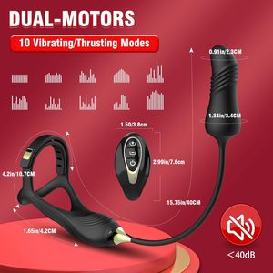 Vibrator Anal Remote Control dengan pemijat prostat Stimulator cincin penis mainan seks sumbat bokong pria - Product Image 5