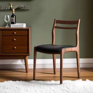 Chaise de salle à manger en bois de noyer d'Amérique du Nord, en bois massif avec dossier, pour la salle à manger, le bureau ou le salon. - Product Image 2