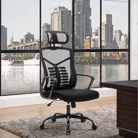 Chaise de direction ergonomique pivotante avec appui-tête réglable, design moderne en acier et maille métallique de luxe pour le bureau