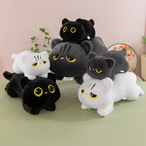 En stock, Peluche chat couché 50-90cm, en coton PP doux, coussin animal en peluche, poupée chaton pour enfants et adultes - Product Image 2