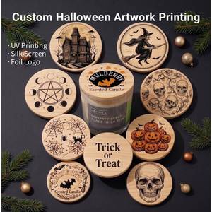 Tapa de madera personalizada WeWood de Vietnam para velas de Halloween, embalaje de temporada, cubierta de madera para tarros de velas aromáticas, fabricante para marcas de velas. - Product Image 3