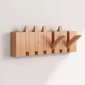 Porte-manteau pliant en <span class=keywords><strong>bois</strong></span> de style Mid-Century Modern, avec porte-chapeaux et porte-clés rabattables, pour entrée, chambre et couloir - Product Image 5