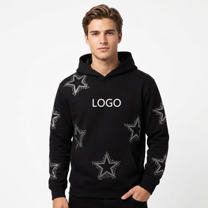 Sweat-shirts unisexes à strass, motif uni, tissu tricoté polyester/coton, style streetwear hip-hop décontracté, coupe classique - Product Image 1