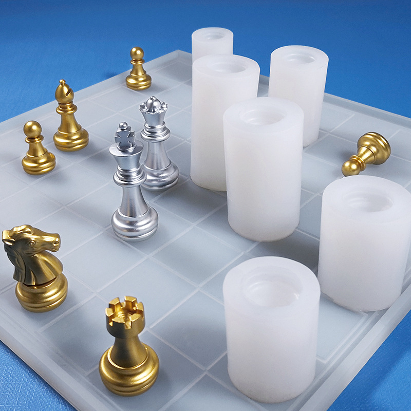 Stampo in Silicone per scacchi internazionali 3D con scacchiera per stampi in resina epossidica per argilla epossidica Uv fai da te per moldes de silicona para velas