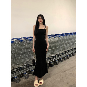 Summer Sexy Bodycon Dress Strapless Slit Long Skirt For Women Coffee Color - Product Image 3