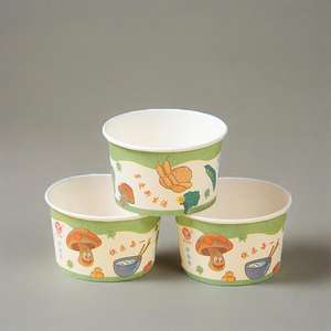 Custom Color <b>Disposable</b> Kraft Paper Box with <b>Lid</b> Food Grade Greaseproof Soup Cup for Salad and Sandwich Takeaway Bowl - Product Image 5