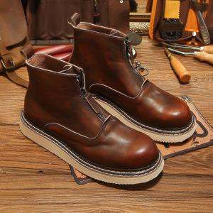 Men's <b>Winter</b> <b>Boots</b> - British Style Genuine Leather Elevated Stylish Fleece-Lined Outdoor <b>Work</b> Trendy Men's Footwear - Product Image 2