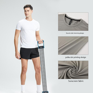 Logotipo personalizado 170gsm Camiseta de entrenamiento de seda de hielo Slim Fit Transpirable Cuello Ropa deportiva Transpirable Sensación de hielo Patrón impreso - Product Image 4