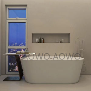 Baignoire autoportante en pierre blanche mate de luxe Baignoire pour <span class=keywords><strong>couple</strong></span> Baignoire en pierre Taille et couleur, style moderne - Product Image 2