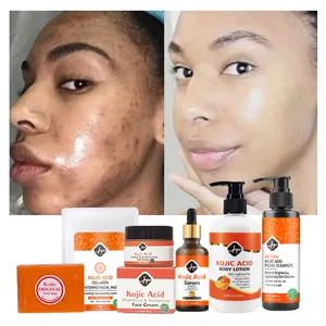 Private Label Entfernen Sie dunkle Flecken White ning Gesicht Hautpflege produkte Kojic Acid Soap Facial Wash Serum Creme Hautpflege set