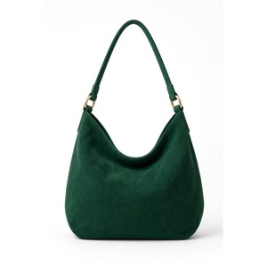 Sac à main hobo en daim vert émeraude pour femme, sac à bandoulière souple et décontracté avec quincaillerie dorée, logo personnalisé, vente en gros, OEM - Product Image 2