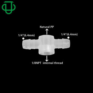 Raccord en T de type T fileté 1/8 NPT de haute qualité en plastique PP interne avec deux voies en caoutchouc Pagoda pour tuyau d'eau et de gaz pour eau douce - Product Image 2