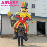 Mascotte gonflable de clown à bras mobiles contrôlés à la main, avec harnais de dos facile à installer