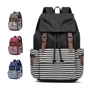 Low MOQ Wholesale Vintage Large Capacity Canvas Colorblock Unisex Casual Daypack Student <b>College</b> <b>Bag</b> Backpack for School Travel - Product Image 1