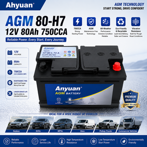 Nueva Batería de Coche AGM de Alta Resistencia Anyuan 12V 80Ah 750CCA H7 DIN80 Arranque y Parada Confiables para SUV y Camionetas - Product Image 2